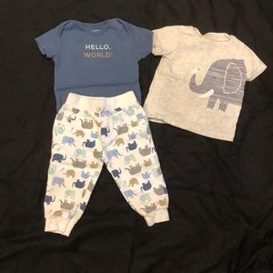 Carter’s 3 piece elephant outfit 12 months